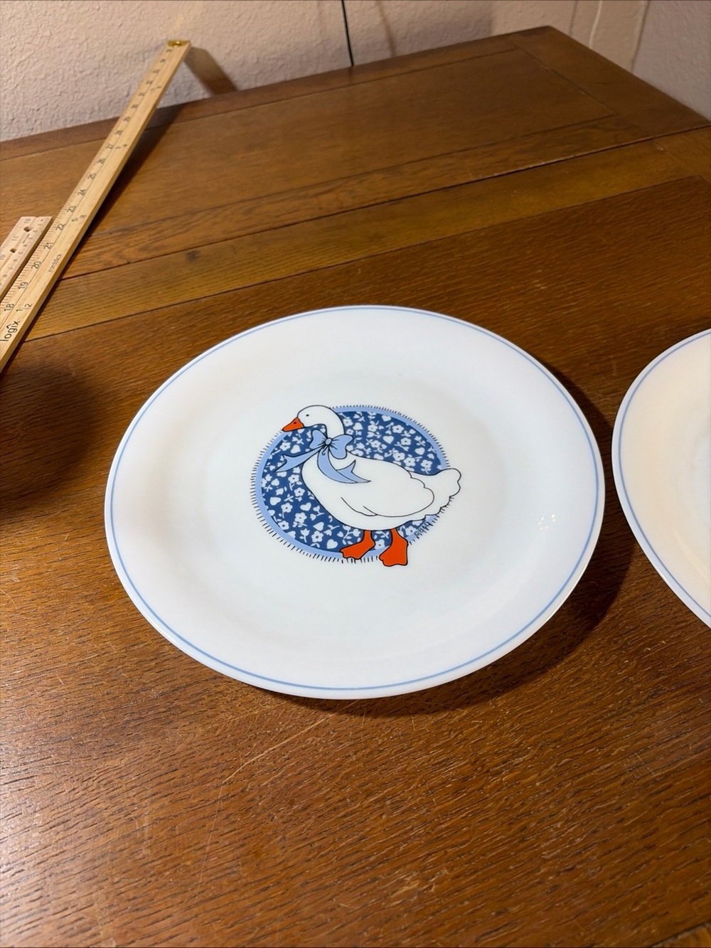 Vtg Arcopal France Country Goose Milk Glass Plate Cottage Core